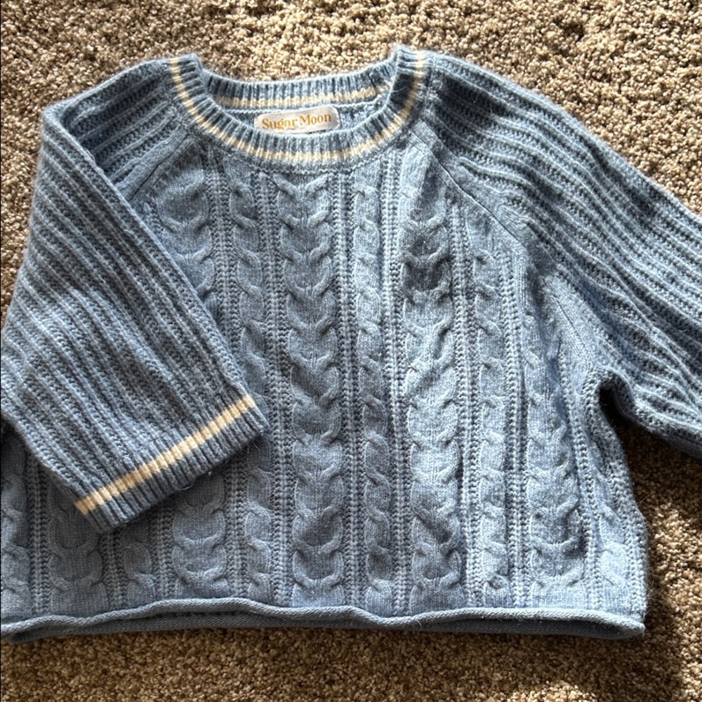 Blue Cable Knit Sweater